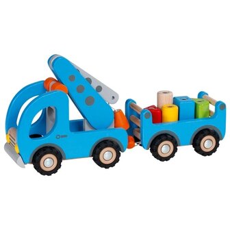 Kraanwagen met aanhanger en magnetische blokken | Goki