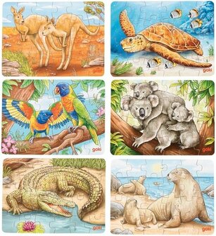 Set van 6 kleine puzzels - Australische Dieren | Goki