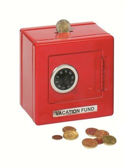 Metalen spaarpot met code slot - Rood